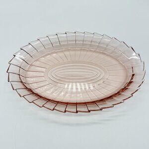 Vtg. Jeanette Sierra Depression Glass Pink Serving Oval Platter 11"